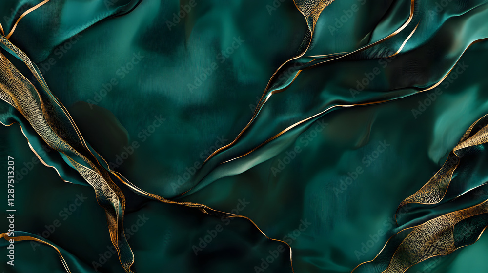 Poster green and gold background with geometric pattern design for textures and abstract art