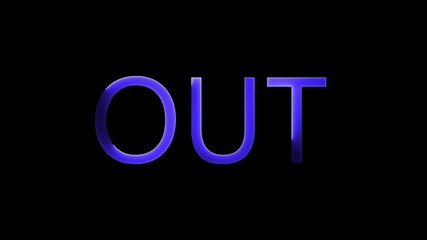 Out text effect animation vedio file for cricket matches on black background
