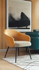 Modern Living Room Chair with Abstract Art