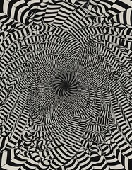 Fototapeta premium Optical illusion displaying black and white lines creating a visual vortex