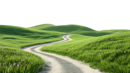 landscape with rolling green grass hill