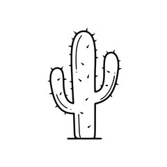Cactus Line Art: A minimalist, clean line art illustration of a cactus, showcasing the iconic desert plant's form and details, perfect for designs.