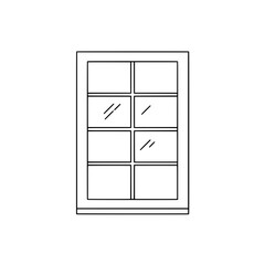 Window Frame Illustration: A simple, symmetrical illustration of a window, showcasing its frame and panes in a minimalist style. Perfect for design projects, architectural concepts.
