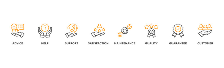 After sales service banner web icon vector illustration concept with icon of advice, help, support, satisfaction, maintenance, quality, guarantee, customer