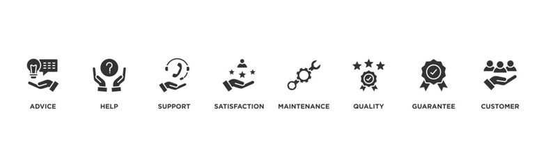 After sales service banner web icon vector illustration concept with icon of advice, help, support, satisfaction, maintenance, quality, guarantee, customer
