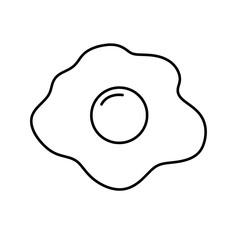 Sunny-Side Up: A simple line illustration of a fried egg, showcasing its classic round yolk and wavy outline, perfect for conveying freshness and breakfast themes.