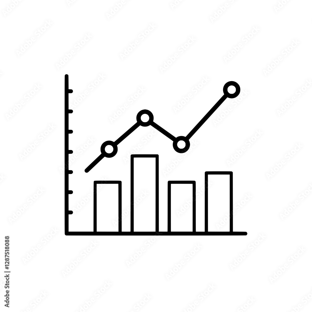 Aufkleber data's ascent: a dynamic line and bar graph illustrating financial growth, market trends, and econom