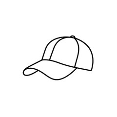 A Cap Outline: A simple, minimalist line drawing of a baseball cap, showcasing its classic design and silhouette.