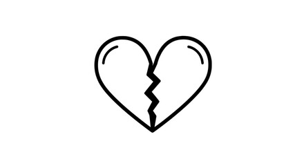 A Fractured Heart: A stark monochrome representation of a broken heart, the symbol of emotional distress and loss.
