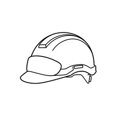 Construction Safety: Minimalist illustration of a hard hat, a vital piece of equipment for workers. Its clean lines and bold outline highlight its role in providing protection on the job.