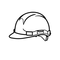 Safety First: A stark black and white outline of a construction worker's hard hat. A symbol of protection, safety, and industry.