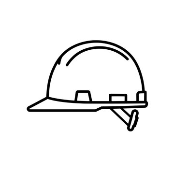 recommend clip art: Safety Symbol: A meticulously rendered line art illustration of a hard hat, representing construction site safety and protection.