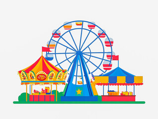 Colorful Amusement Park Illustration