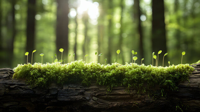 A log with green moss growing on it
