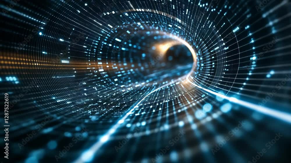 Aufkleber light trails and abstract data flow represent a digital tunnel vision in a futuristic environment