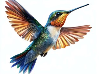 Obraz premium Colorful Hummingbird in Flight Illustration