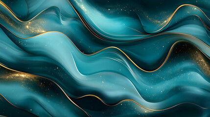 Obraz premium Blue and gold abstract background with wavy pattern design for textures and graphics