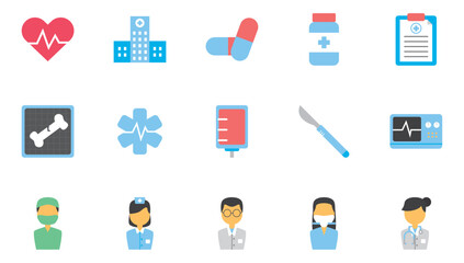 Set of doctor vector icons with white background