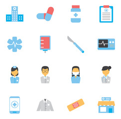 Set of doctor vector icons with white background