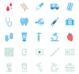 Set of doctor vector icons with white background