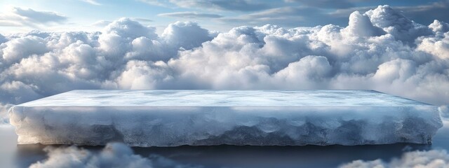 Floating Ice Platform Above Clouds