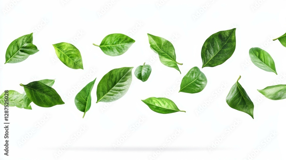 Wall mural Falling Green Leaves Background Image