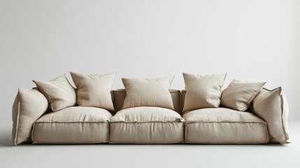 Beige Sectional Sofa with Cushions Modern Interior Design