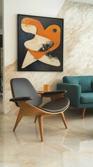 Abstract Art Piece in Modern Living Room