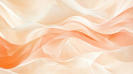 Fototapeta premium A soft, flowing fabric with gentle waves in warm peach and cream tones, creating an elegant and airy texture.