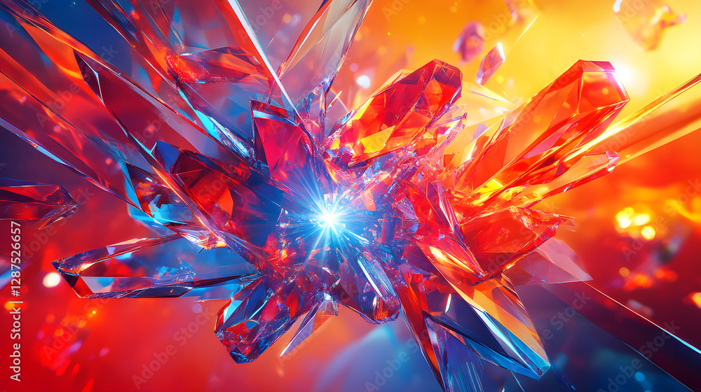 Poster colorful abstract background featuring a multitude of crystals in various shapes and sizes reflectin