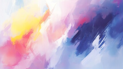 A vibrant, abstract watercolor painting featuring soft swirls of pink, yellow, and blue, creating a dreamy and artistic atmosphere.