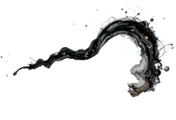 Ink Splash Abstract, Fluid Shape, Isolated on Transparent Background
