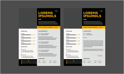 Resume CV. Minimalist resume and cover letter layout design. Professional resume cv template. Vector illustration
