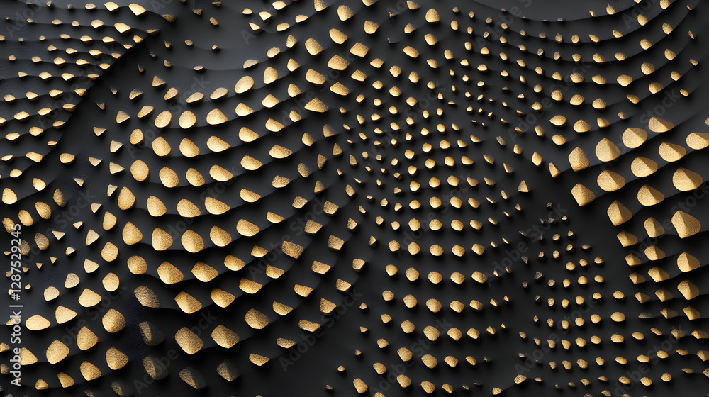 Poster black background with gold foiled paper creating elegant contrast and texture