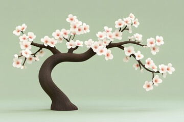 Blossom Tree: Elegant Spring Flowers, Blooming Branches, Serene Nature, Whimsical Design, Artistic Render, Soft Pastel Colors, Floral Beauty, Tranquil Scene, Botanical Art, Delicate Petals