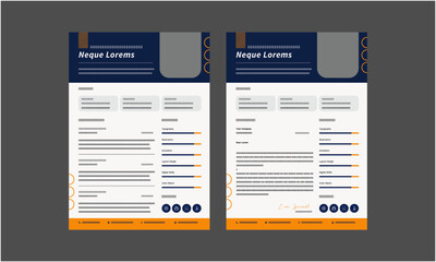 Resume CV. Minimalist resume and cover letter layout design. Professional resume cv template. Vector illustration
