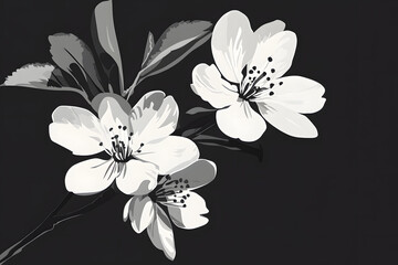 Monochrome Blossom: Elegant Flowers Bloom Darkly