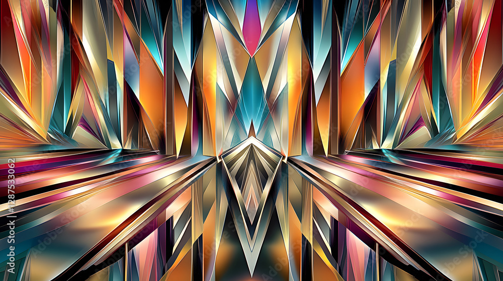 Poster abstract background featuring colorful lines and geometric shapes in a dynamic composition
