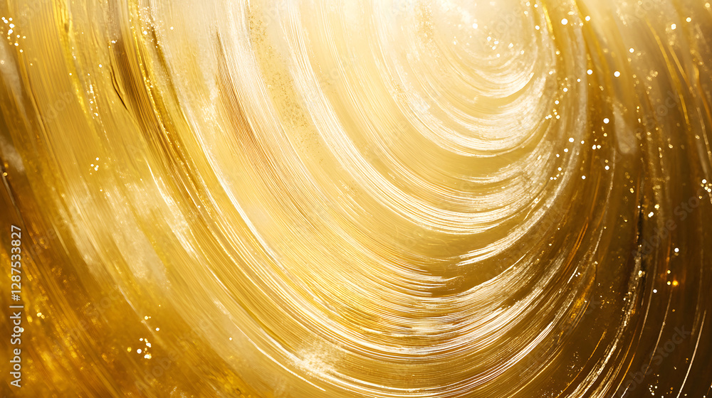 Poster Close up view of a gold colored swirl pattern with intricate details and smooth texture