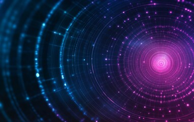 Fototapeta premium Abstract concentric circles, digital art, glowing lines, dark background