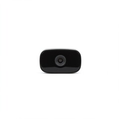 A simple black webcam centered on a white background shot