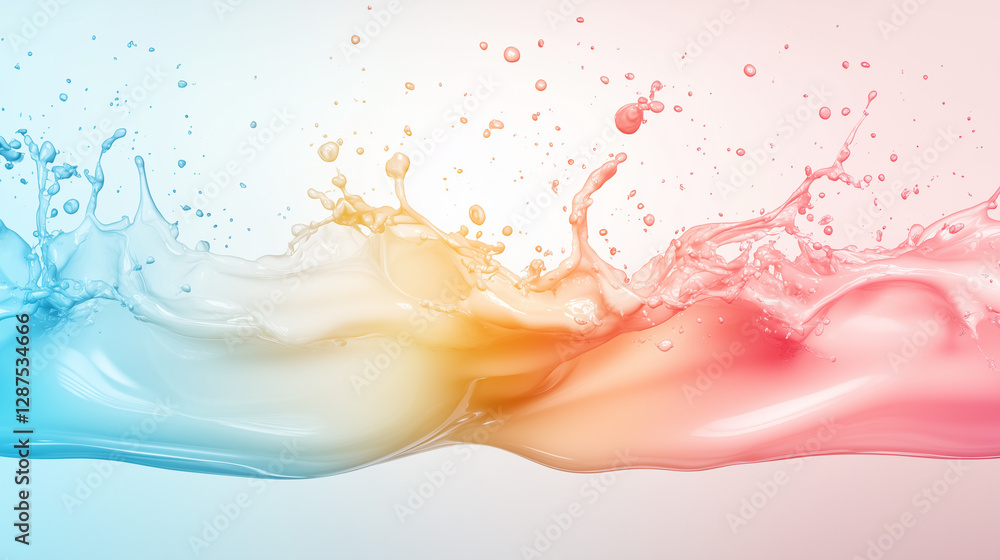 Aufkleber dynamic fluidity: a vibrant and abstract capture of liquid in motion, showcasing a splash of water w