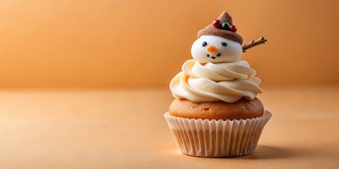 A delightful winter treat a whimsical snowman cupcake with creamy frosting and a charming top hat