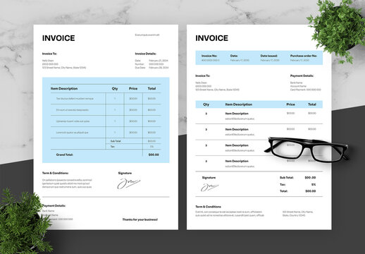 Blue And Black Invoice