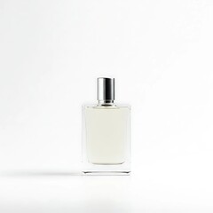 A minimalist perfume bottle on a clean white background shot