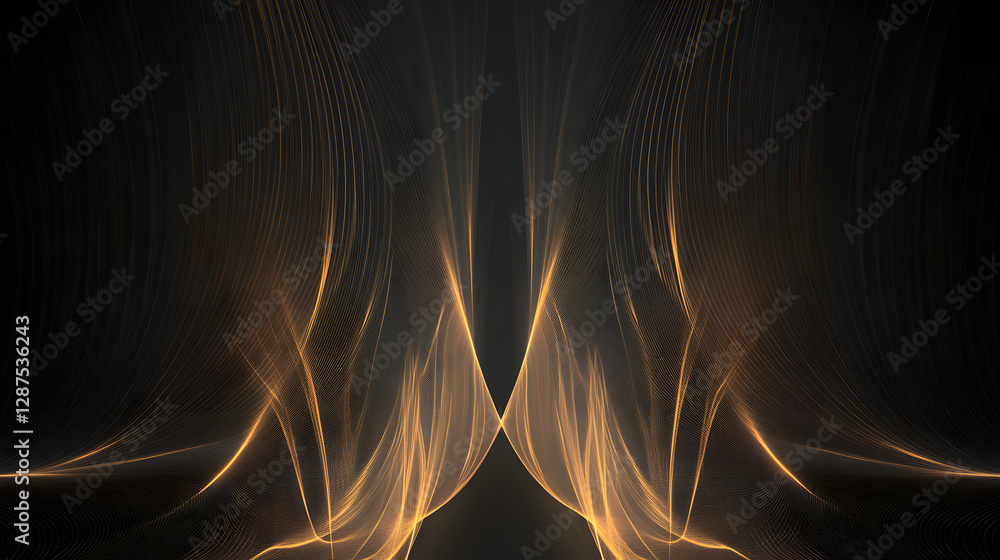 Poster black background with vibrant orange lines creating a modern abstract design