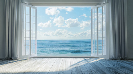 Oceanfront view windows view beach scenery seaside tropical nature landscape scene wallpaper background