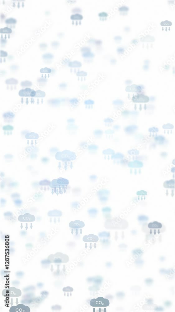 Poster carbon dioxide blurred symbols pattern loop motion on white vertical background.