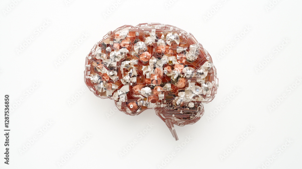 Poster brain complexity: an intricate and detailed model of a human brain, showcasing its complex structure