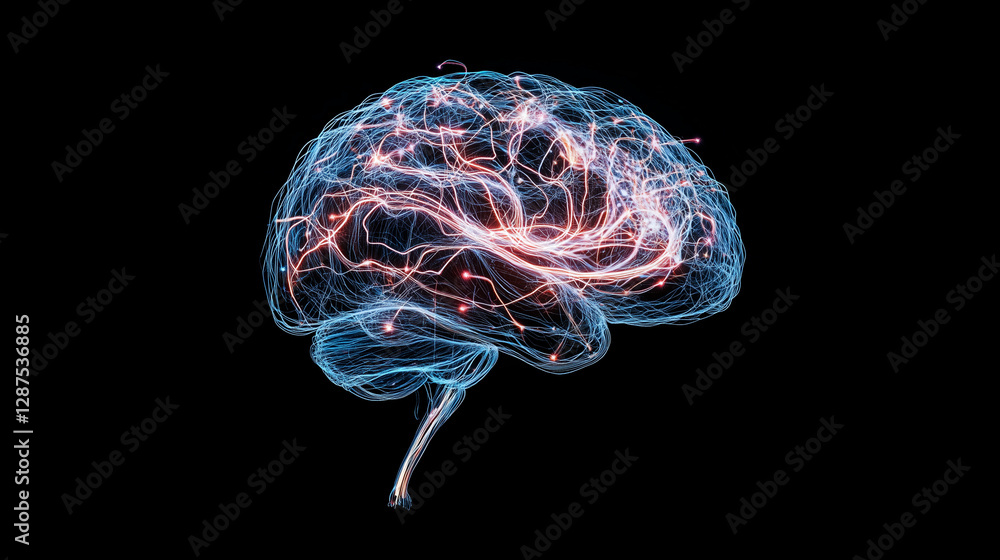 Poster illuminating the mind: a captivating digital rendering unveils the intricate neural network of the h